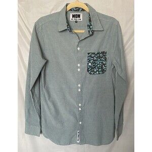 WON Woolf Originals New York Men's Long Sleeve Floral Trim Button Up Shirt Sz. M